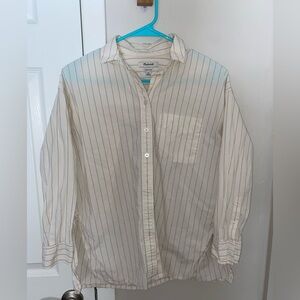 Madewell Cream Striped Button Down Shirt